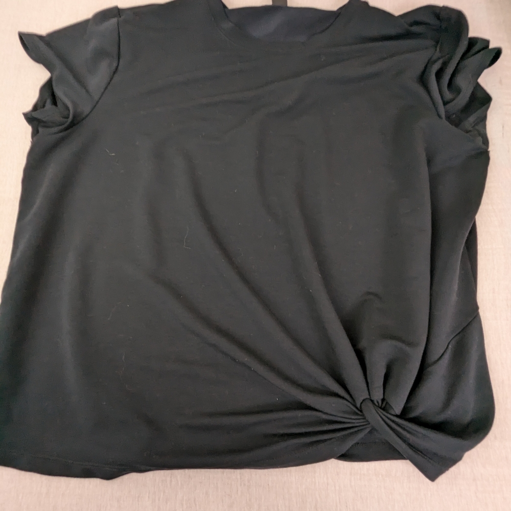 Skechers Black Activewear Top Front Tie XXL Flattering & Functional
